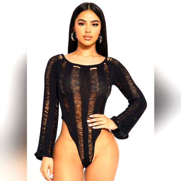 BRAND NEW No Strings Black Bodysuit - Picture 1 of 3